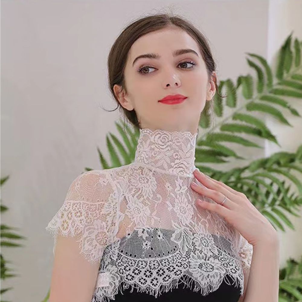 Cuello Falso de Encaje Desmontable para Mujer, Chal Decorativo Bordado de Gasa, Cuello Falso Tipo Pañuelo, Accesorios de Ropa