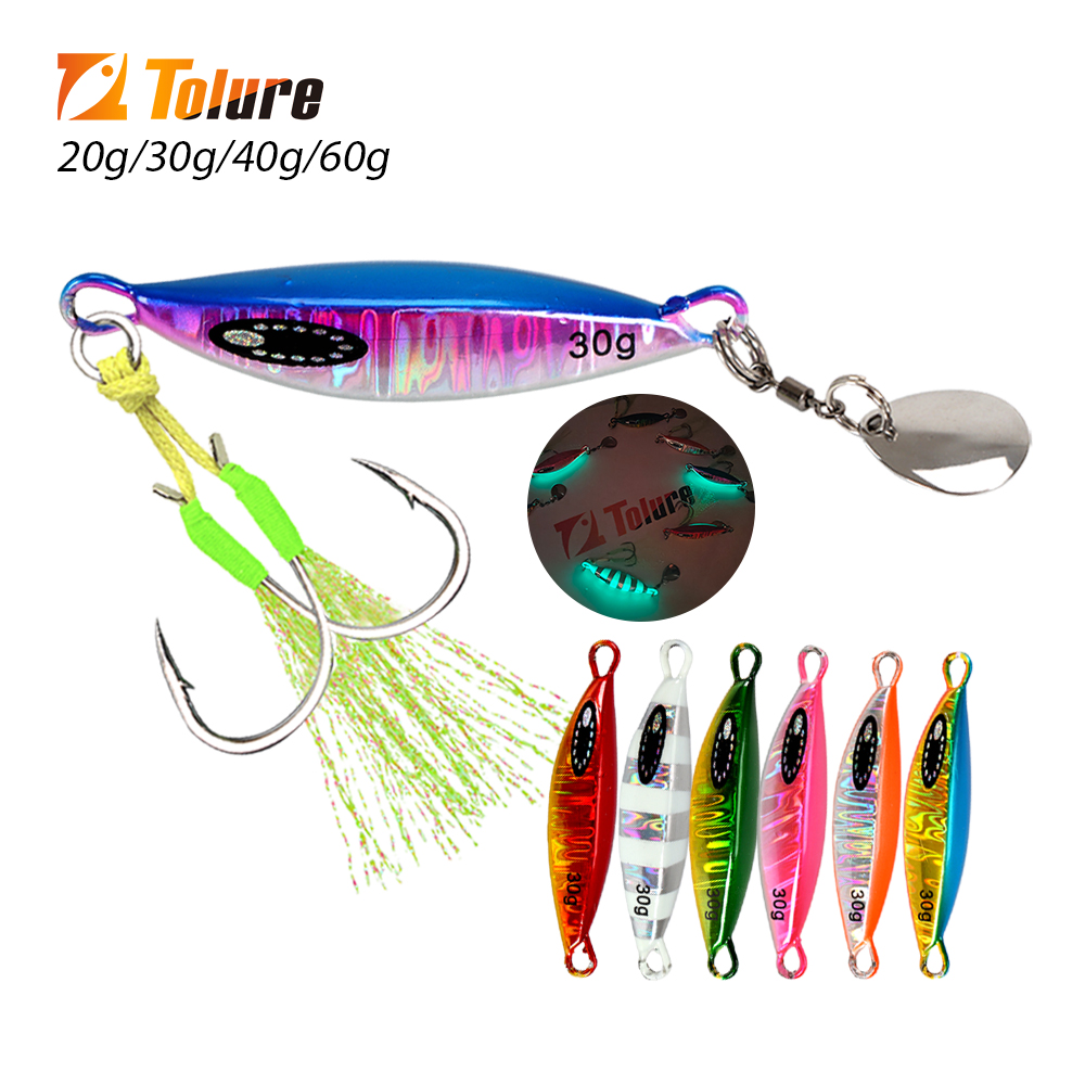 TOLU 2024 Spin Tail Jig in metallo Richiamo di pesca 20g 30g 40g 60g Spinner Shad Metallo Vib Casting Shore Jig Bait Lama di rame Cucchiaio Spigola