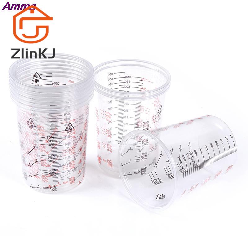 Copo de mistura de tinta plástica de alta qualidade, 10 peças, 600ml, pote de mistura de tinta, copo de calibração para mistura precisa de tinta e líquido