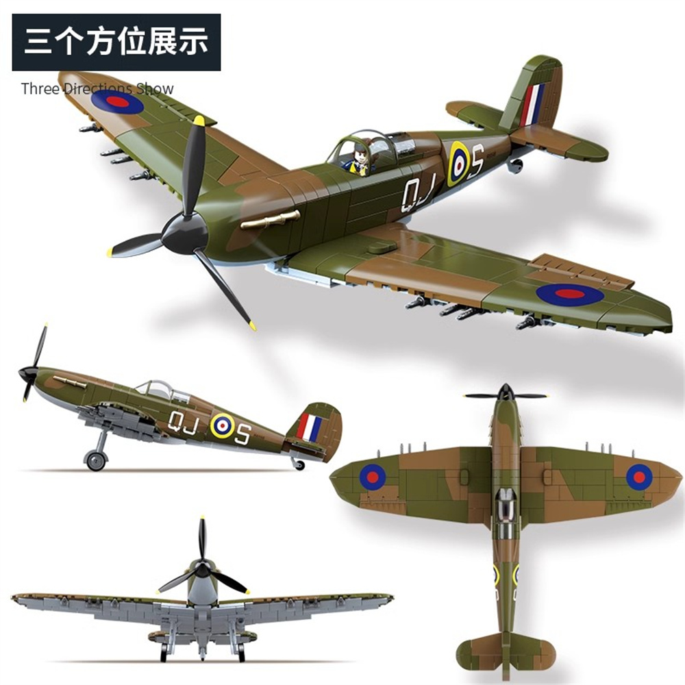 Soldados do Exército da Guerra Mundial SWAT UK: Spitfire Fighter F MK. Blocos de Montar Tipo La, Brinquedos de Construção, Presente