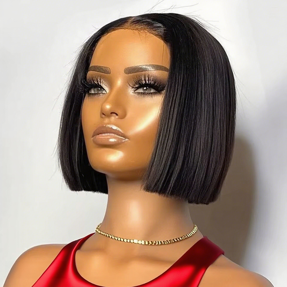 Peluca de cabello humano liso corto tipo bob 13x6 13x4 HD con encaje frontal, lista para usar, peluca sin pegamento 7x5, cabello humano brasileño para mujer