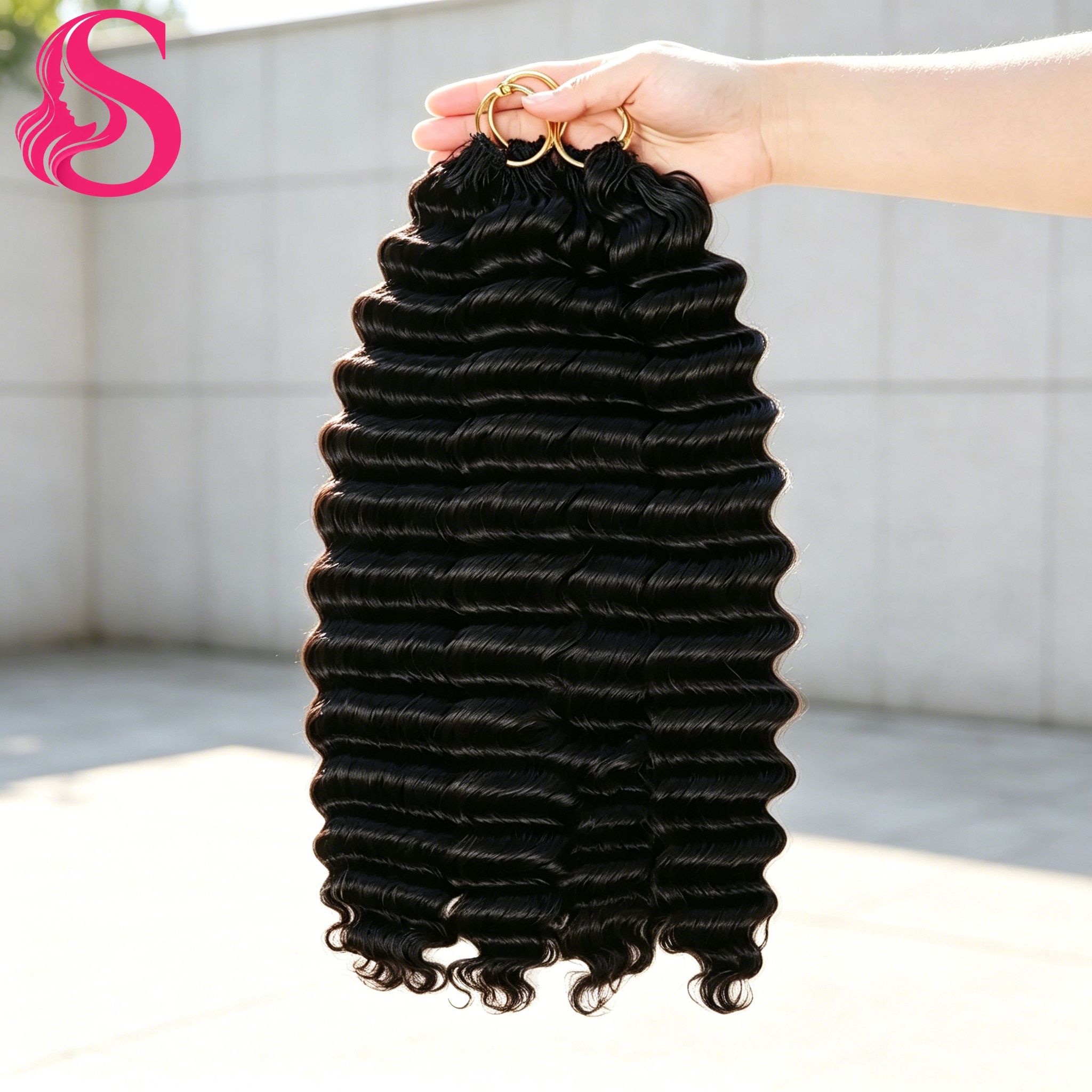 Накладные волосы Smilegirl Invisible Knot Small Spirals Curly 16A из натуральных человеческих волос, мягкие, афро-вьющиеся, глубокие волны, с предварительно проработанными петлями, легкие, для повседневного плетения косичек, натуральный черный цвет, объем