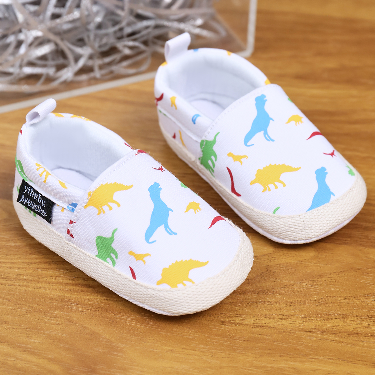 Yibubu Babyschuhe, Tierdruck, Baby-Mädchen-Schuhe, süßer Drache, atmungsaktiv, bequem, flache Säuglingswohnungen, weiche Sohle, für Neugeborene