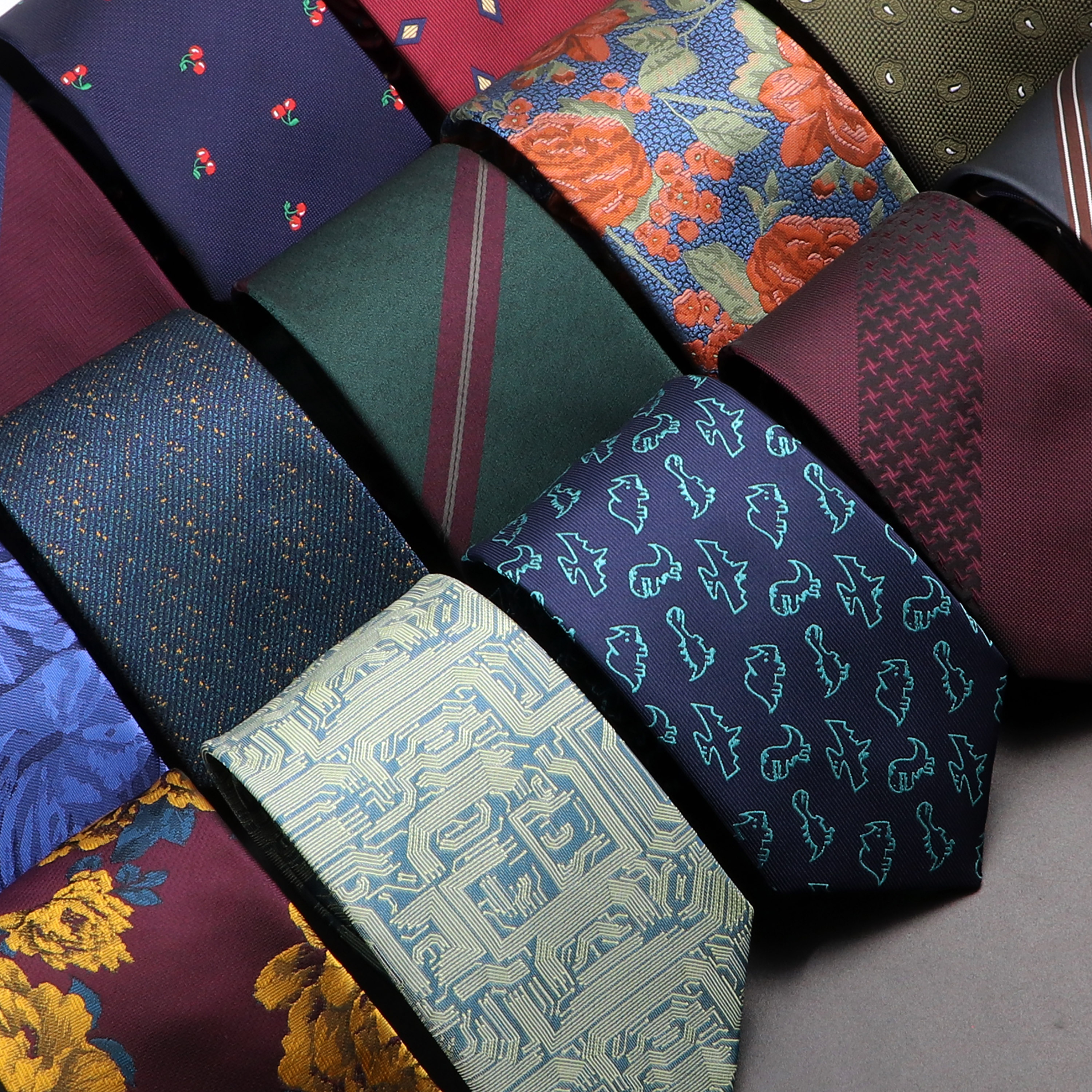 Novo design de casamento masculino gravata vinho verde vermelho paisley flor animal gravatas homens negócios dropshipping noivo colar acessórios presente