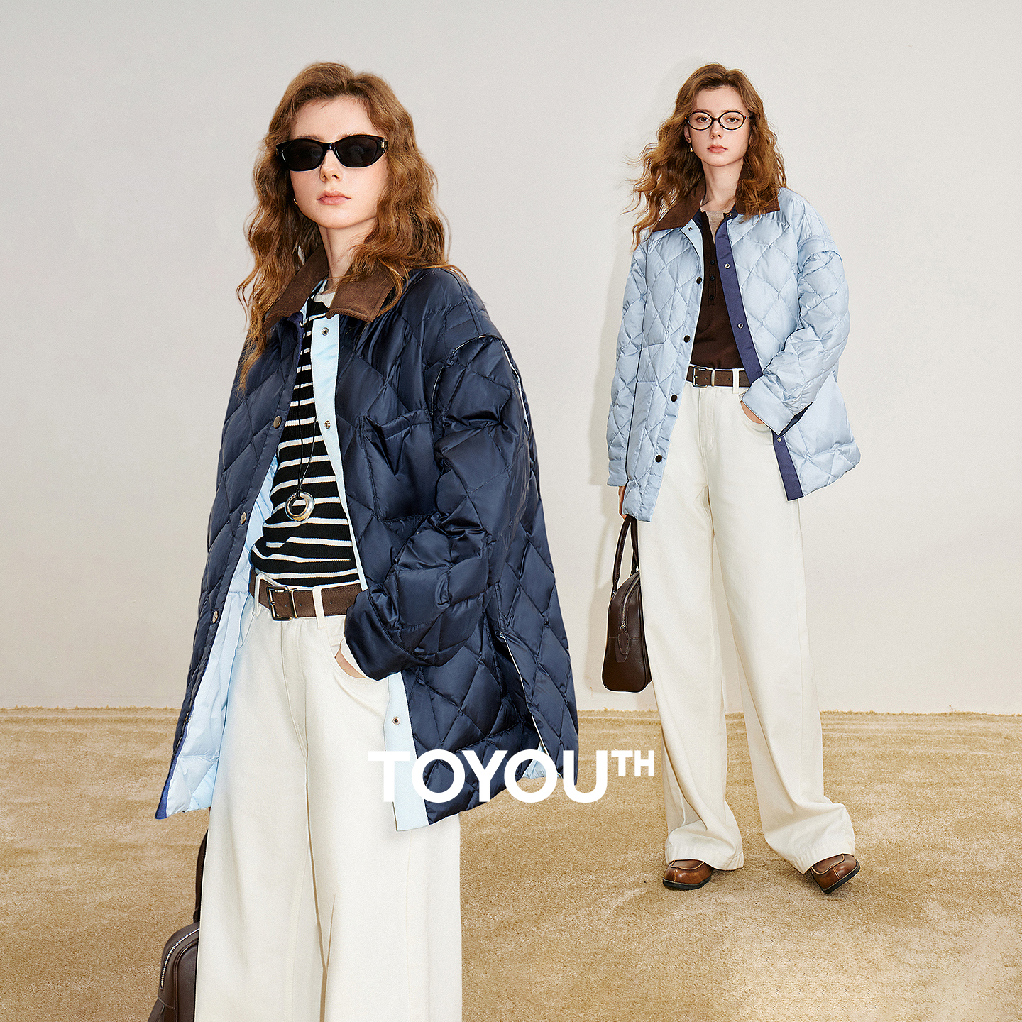 เสื้อแจ็คเก็ตขนเป็ดขาว 90% สำหรับผู้หญิง TOYOUTH รุ่นใหม่ประจำฤดูหนาวปี 2025 แบบสองด้านต้านเชื้อแบคทีเรีย ปกพับได้ เสื้อคลุมกันหนาวสำหรับผู้หญิง