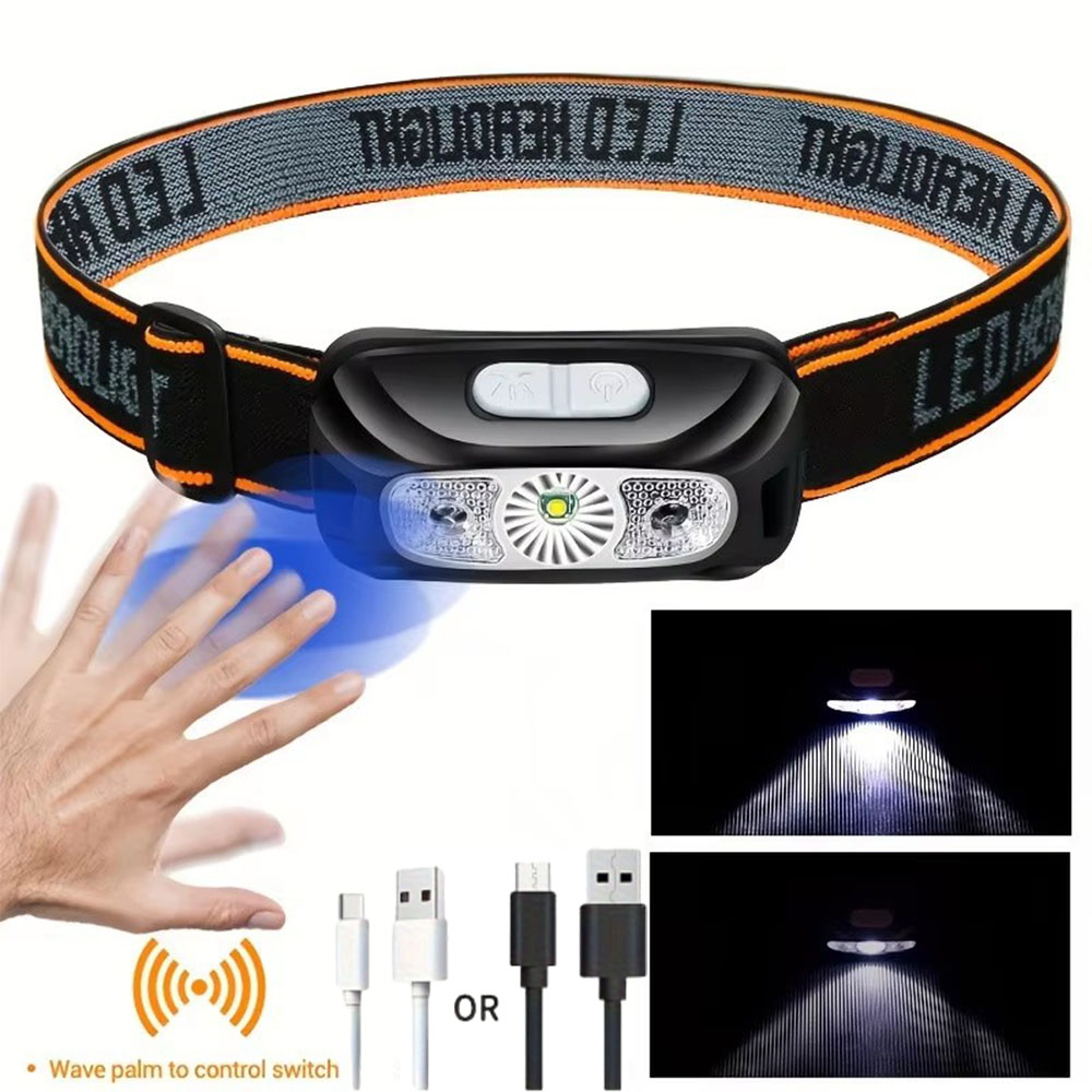 LED Scheinwerfer Induktion sensor Kopf Taschenlampe Laterne Angeln Camping USB wiederauf ladbar wasserdicht für Outdoor-Sport 4 Modi