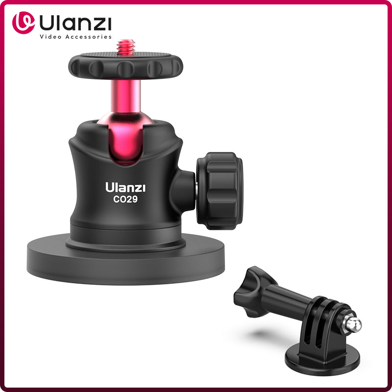 Soporte para cámara de acción magnética Ulanzi CO29 con 360 °   Adaptador Gopro de cabeza esférica, tornillo de 1/4 pulgadas para soporte de teléfono inteligente Gopro Insta360 Vlog