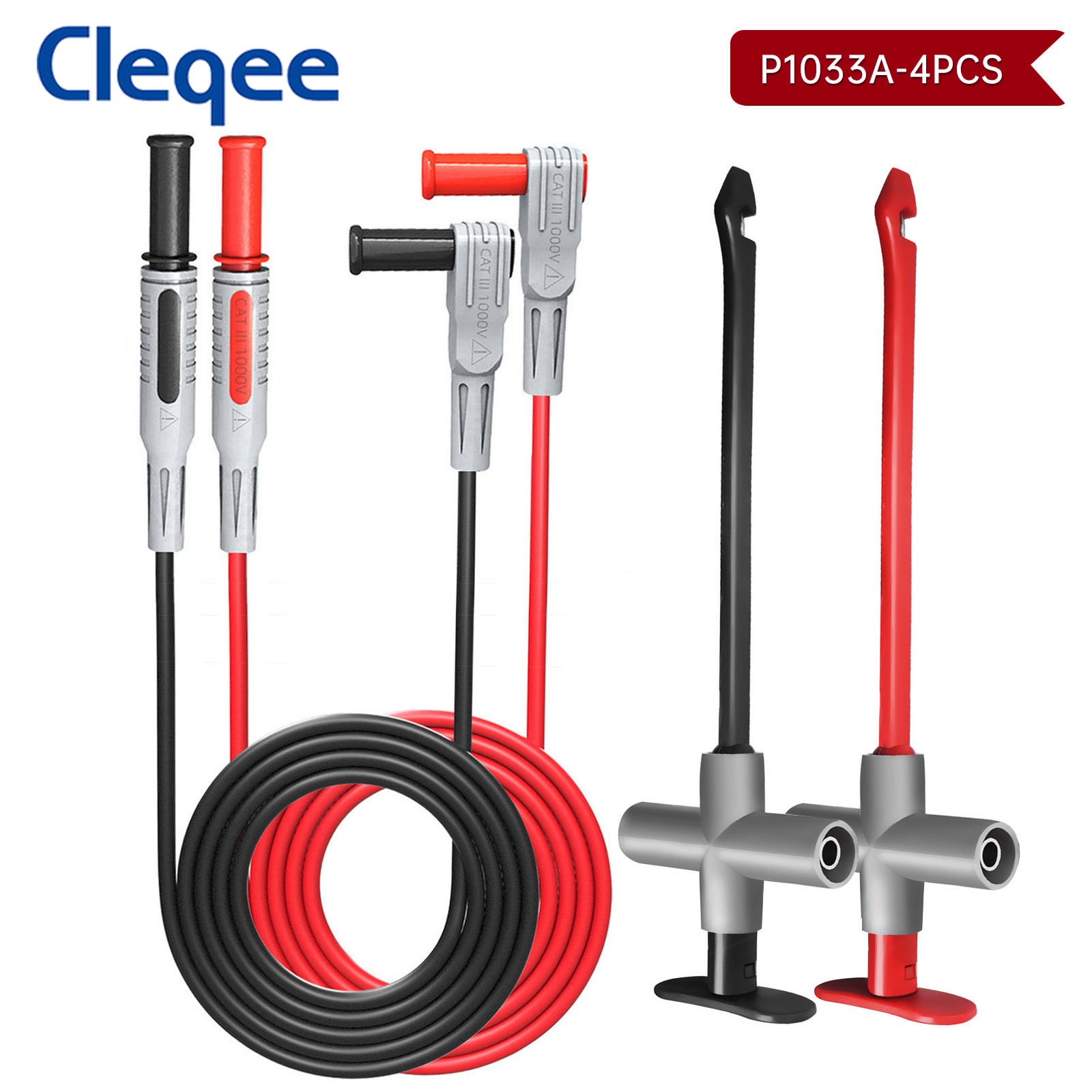 Cleqee P1033A Мультиметр, комплект тестовых проводов с проколом, 4 мм, штекер типа «банан», сверхмощный безопасный датчик для проколов для электрических испытаний