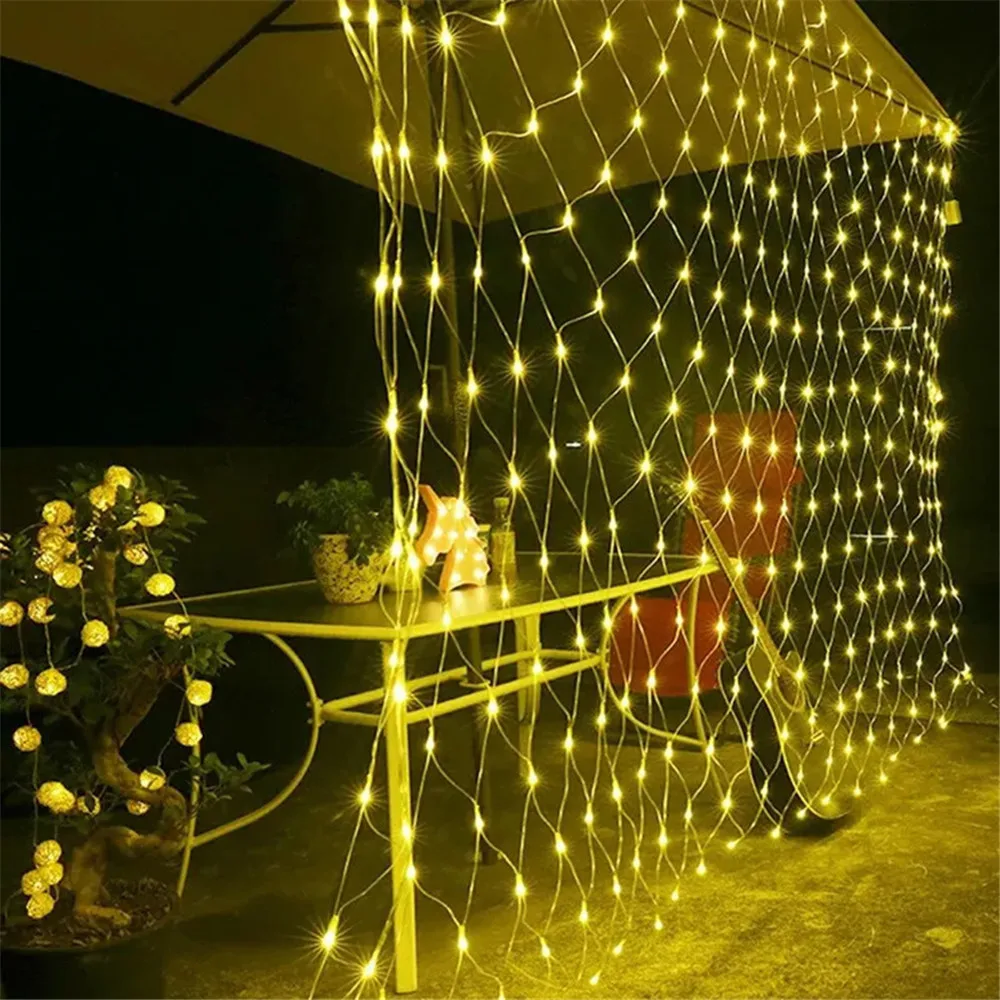 LED-Netz Mesh Fee String Licht Girlande Fenster vorhang Weihnachten Lichterkette Hochzeits feier Girlande Licht