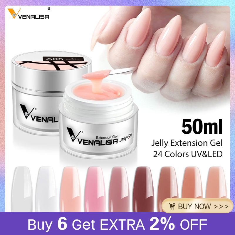 50ml Venalisa TPO gratuit tremper épais gelée Gel UV Construction Gel constructeur étendre 24 couleurs Camouflage blanc laiteux dur Gel pour ongles
