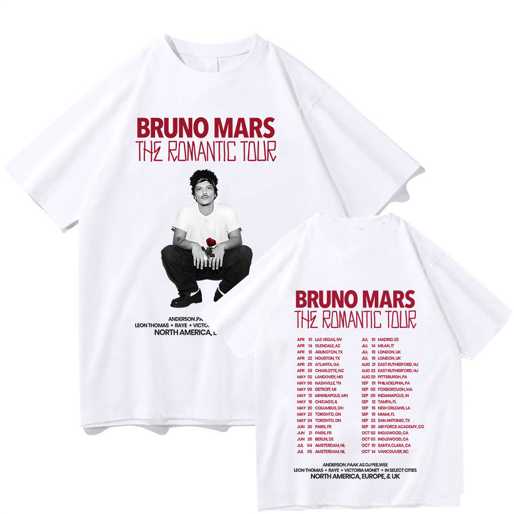 Bruno Mars The Romantic 2026 Tour Tee Bruno Mars T-shirt Unisex Youth and Adult T-shirt Concert Outfits Cotton Comfort Chic Tops