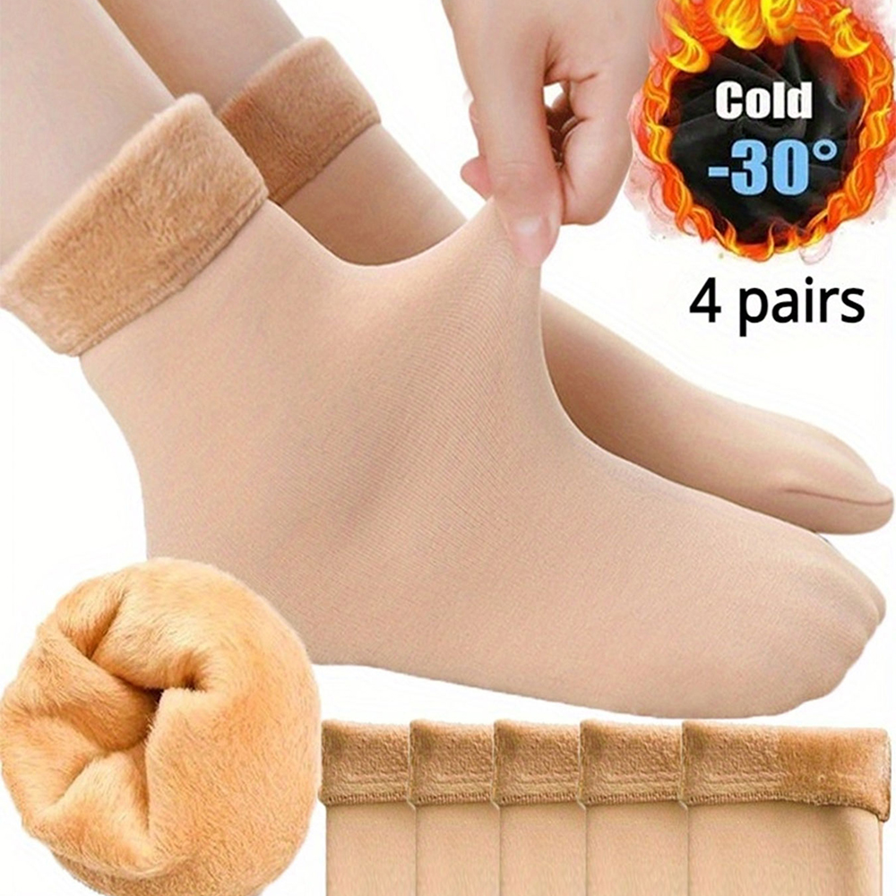 2/4 pares de Calcetines cortos de lana gruesos y cálidos para Mujer, Calcetines térmicos de lana de Cachemira, botas de terciopelo para nieve, Calcetines para el suelo del hogar para Mujer