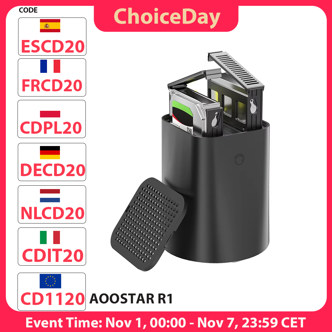 AOOSTAR R1 Mini PC NAS-router, Intel N150 4 cores Max. 3,6 GHz, 16 GB RAM 512 GB SSD, WiFi 6, 2*USB3.0, 2*USB2.0, 2*2,5G LAN