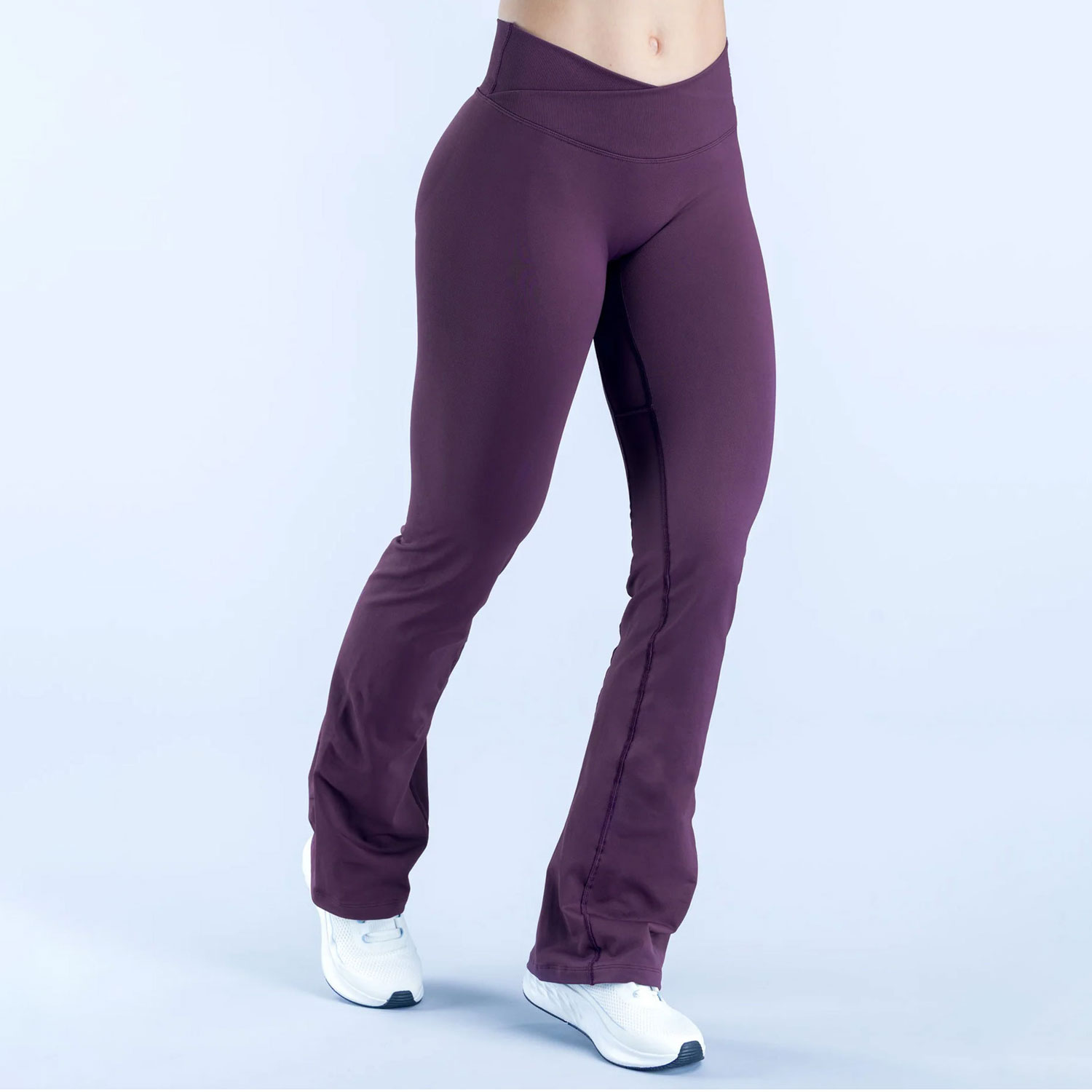 NCLAGEN Vision Flares Damskie spodnie do jogi i na siłownię, modne legginsy sportowe z wysokim stanem i krzyżowaniem z przodu, bezszwowe, szerokie spodnie fitness