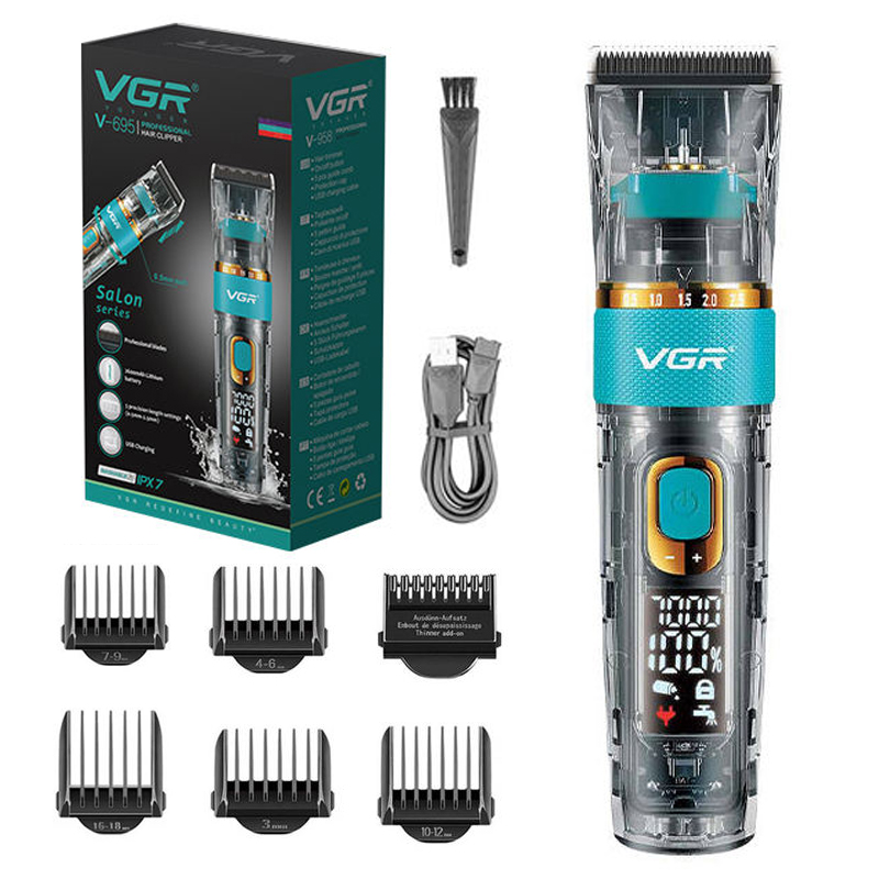 Original VGR tondeuse à cheveux professionnelle sans fil barbier tondeuse à cheveux pour hommes lavable barbe Machine de coupe de cheveux ensemble Rechargeable