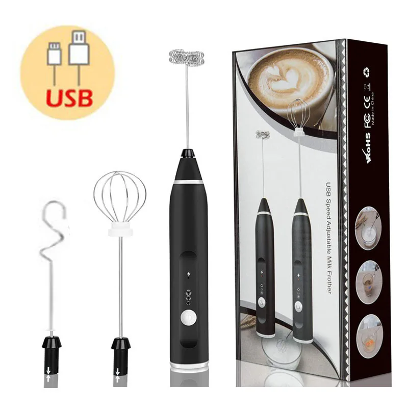 Espumador de leche eléctrico portátil, licuadora de mano, Mini cafetera USB, batidora, crema de capuchino, batidor de huevos, licuadora de alimentos