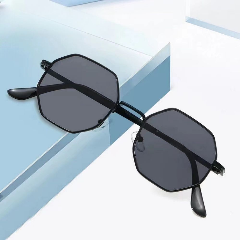 Gafas de sol retro de moda de metal clásico Gafas con forma octagonal poligonal Gafas retro de moda para protección elegante