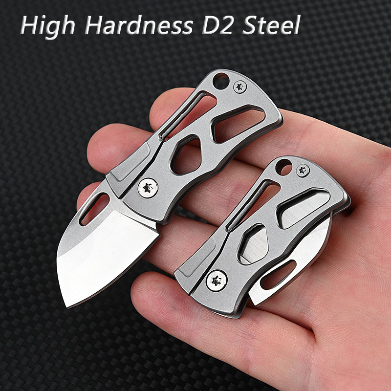 ความแข็งสูง D2 Handle มีดพับสแตนเลสมินิผลไม้มีด EDC Express Pocket มีดของขวัญเครื่องมือกลางแจ้ง KeyPendant