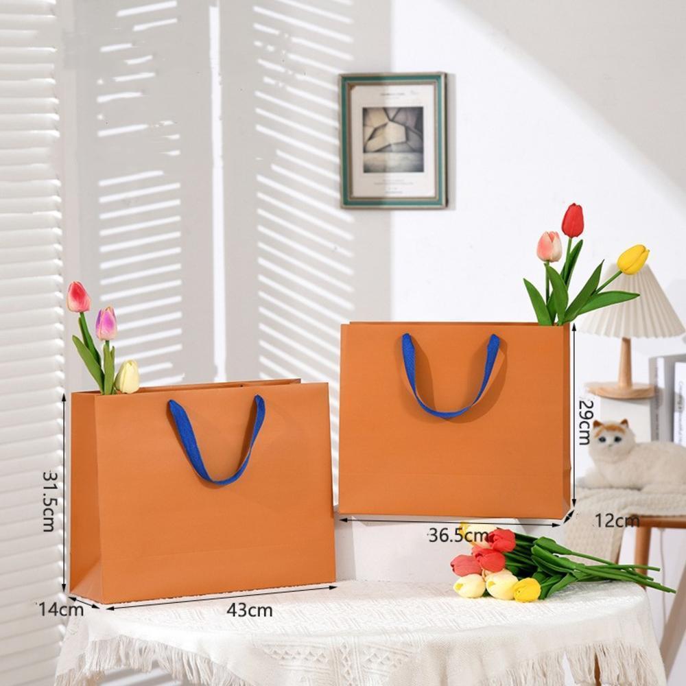 Kraft papier orange Einkaufstasche Blumen Geschenk verpackung Tasche wasserdichte Wickelt asche Einkaufstasche Blumenstrauß Geschenk Einkaufstasche Handtasche