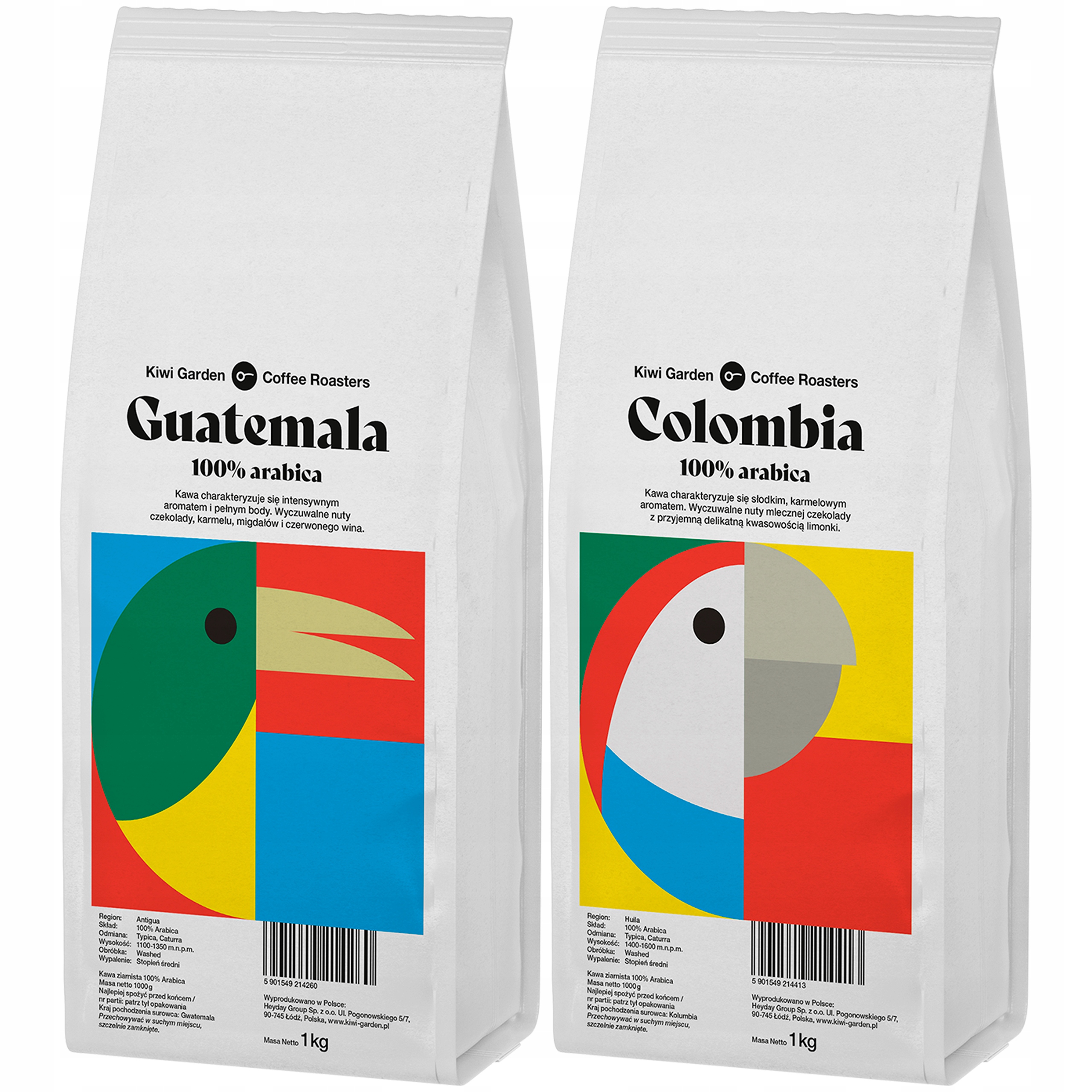 Kawa ziarnista Kiwi Garden Gwatemala Colombia 2 x 1kg Świeżo palona