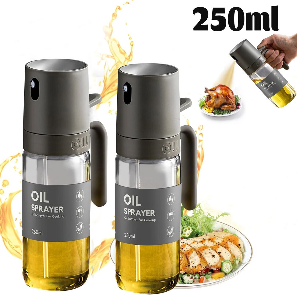 250 ml oliespuit, hoog borosilicaatglas BPA-vrij kookolie meneer, olijfoliespuit voor luchtfriteuse, salade, barbecue, keukengadget