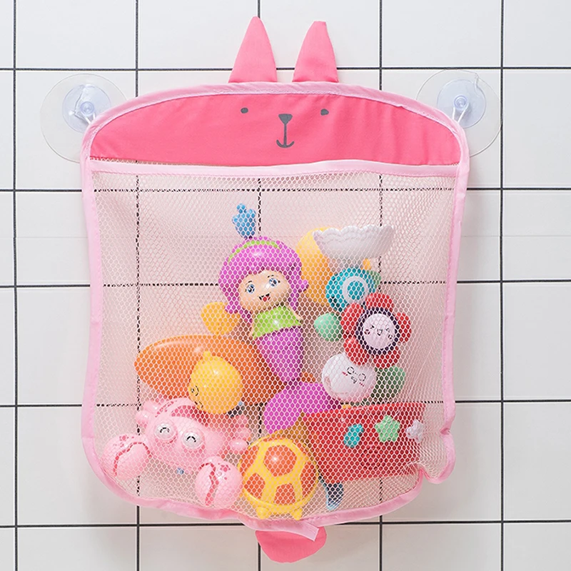 Saco de malha do banheiro do bebê dos desenhos animados formas animais pano areia brinquedos armazenamento net saco otário organizador para crianças brinquedos banho cesta do miúdo