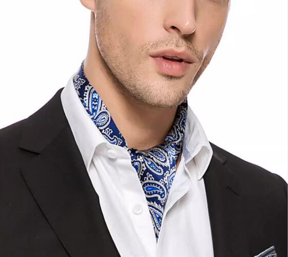 Corbata de hombre de seda Paisley corbata Ascot moda estilo británico caballero Vintage