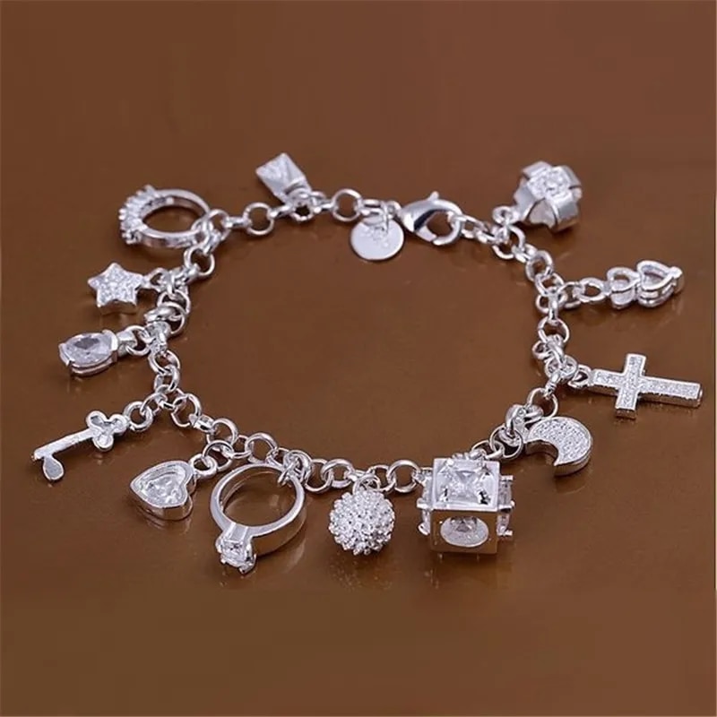 Armband europäische und amerikanische Silber Mode dreizehn Anhänger Armband Frauen Multi-Element-Schmuck einfachen Stil Armband Whol