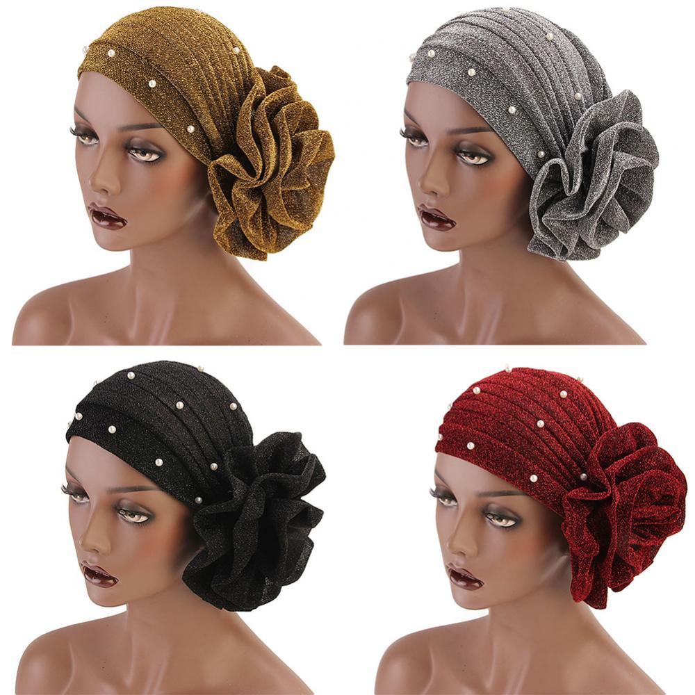Faux Pearl Muslim Turban Hat Hijab Caps Islamic Underscarf Bonnet For Woman  Islamic Underscarf Women Hats Elastic Head Wrap