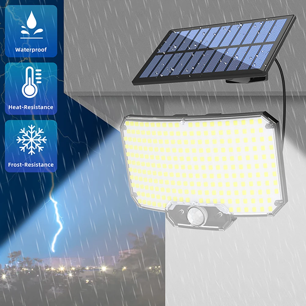 Lampes solaires extérieures 234LED 3 Modes capteur de mouvement lumières d'inondation avec télécommande IP65 étanche lumières solaires de sécurité pour l'extérieur