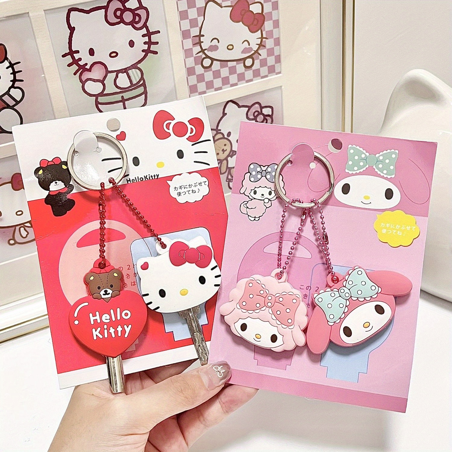 Kawaii Sanrio Hello Kitty Chiave in silicone Custodia protettiva antipolvere Cartoon Anime My Melody Portachiavi portatile anti-smarrimento Regalo per ragazze