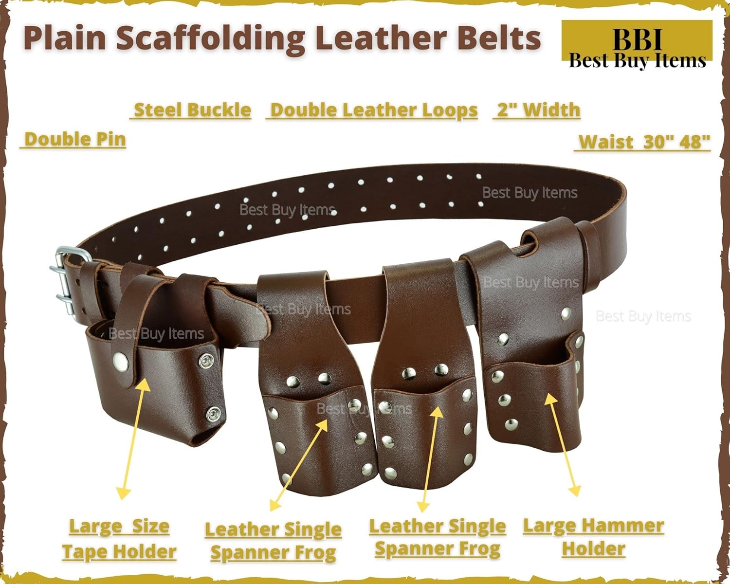 Échafaudage 5 pièces outil en cuir avec ceinture bon ensemble d'outils... 17/21 inclus