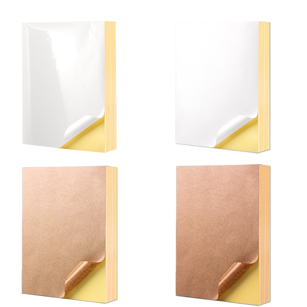 A4 20sheets White/Kraft Printable Sticker Self Adhesive Sticker Label Matte glossy Paper Sheet for Laser Inkjet Printer Copier