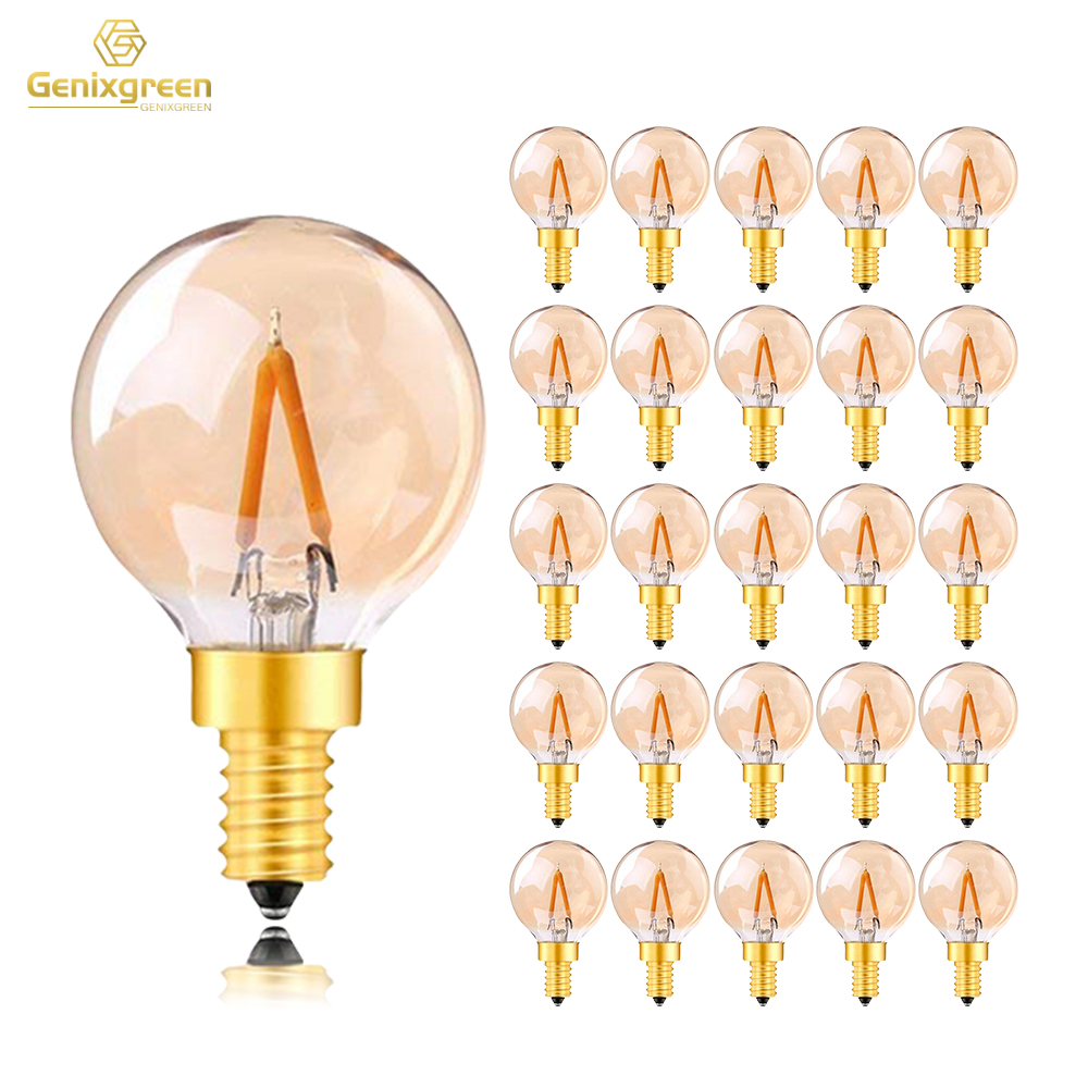 Vintage G40 1W Led Filament Globe Gloeilampen E12 E14 Base Dimbare Gouden Tint Glas String Light Vervanging lampen Indoor Decor