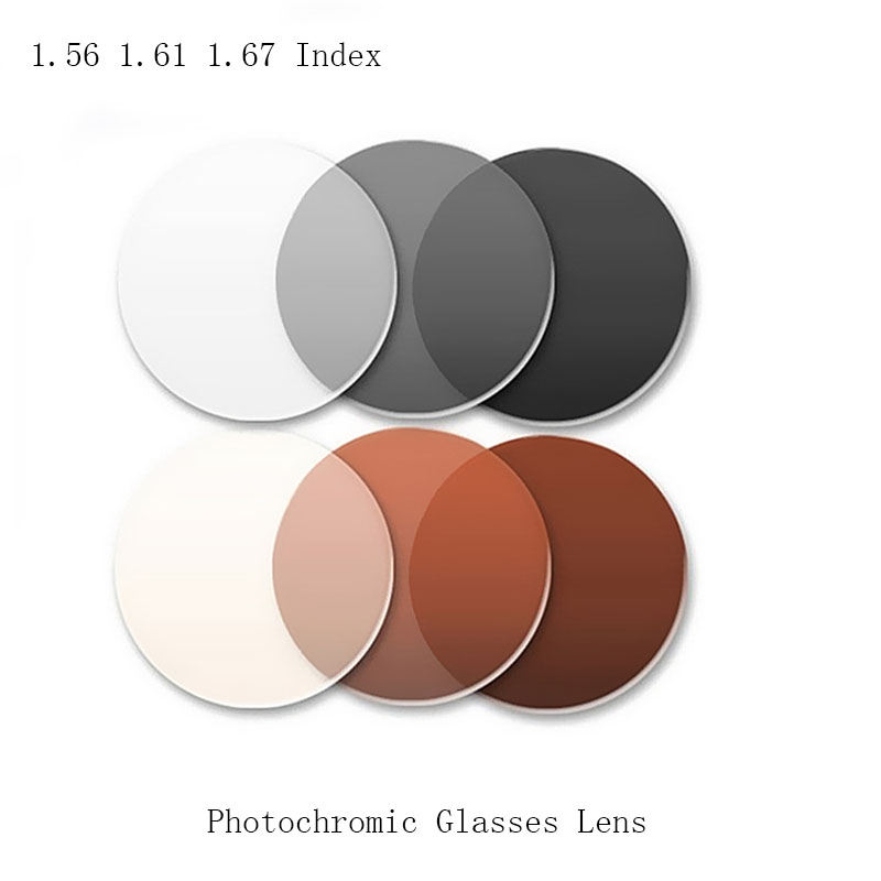 2Pcs 1.56 1.61 1.67 Single Vision Aspheric Photochromic Prescription Glasses Lens Optical Myopia Presbyopia Glasses transition