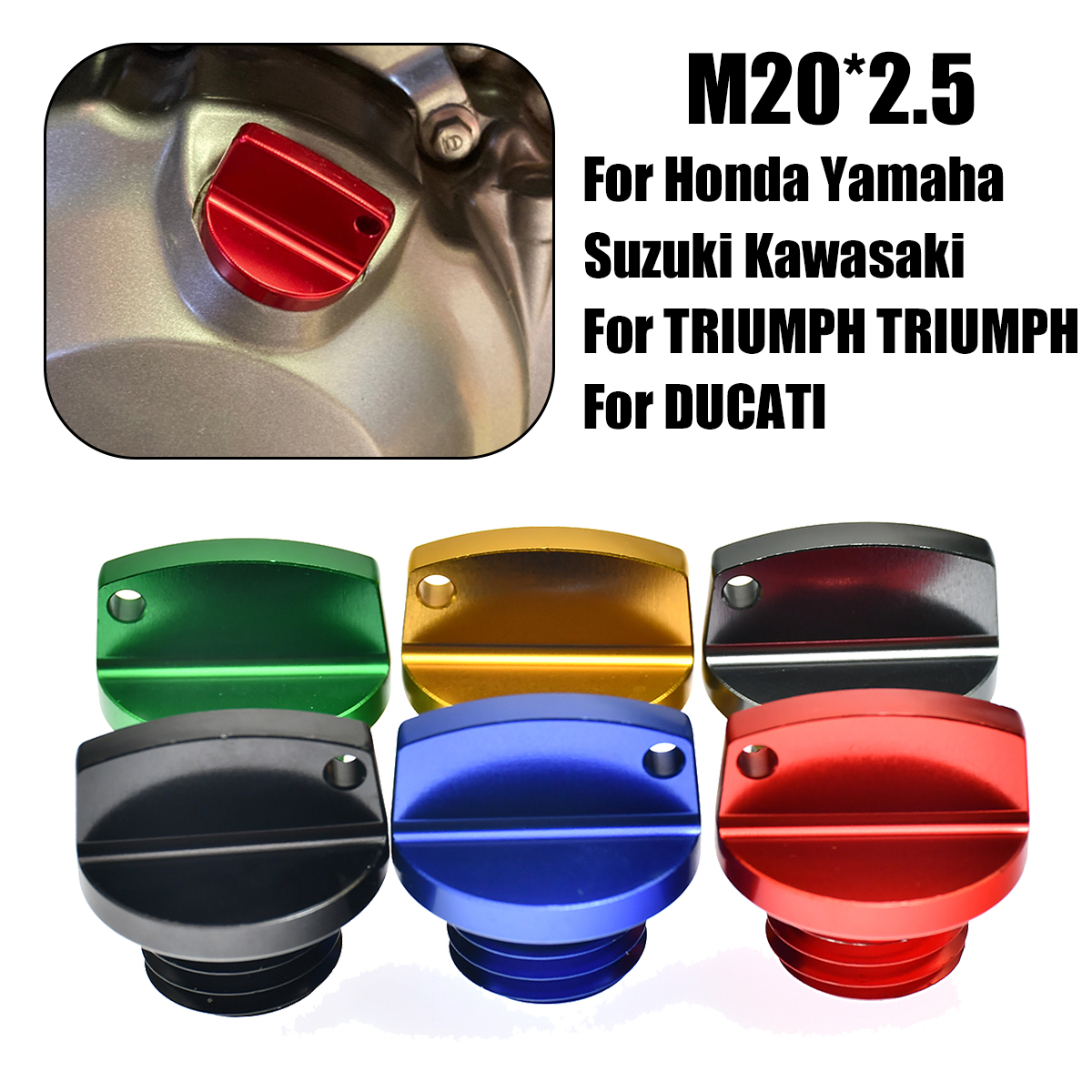 Крышка маслозаливной горловины CNC M20*2.5 для мотоциклов Honda, Yamaha, Suzuki, Kawasaki, Ducati, CBR 250RR, 1000RR, YZ250F, YZ450F