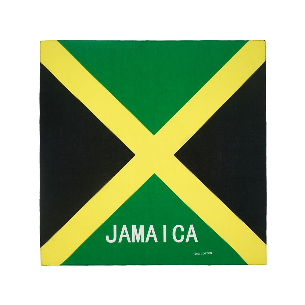 Square Running Headband Scarf Jamaica Flag Bandana 100% Cotton Biker Cycling Head Wrap Cowboy Kerchief Men Women Neck Accessary