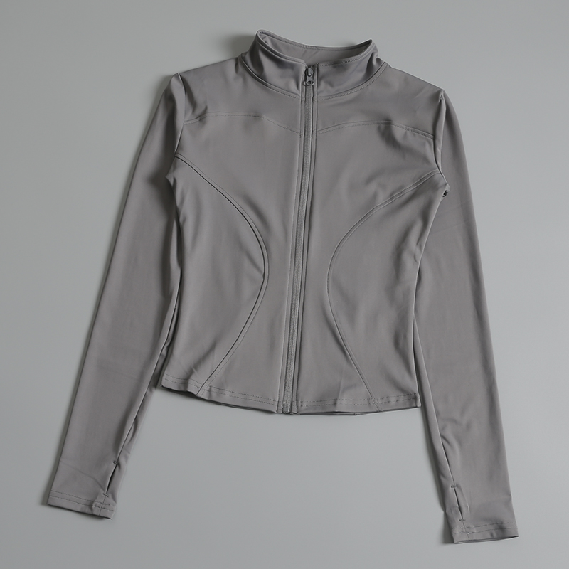 ยิมฟิตเนส Zip up การฝึกอบรมวิ่งออกกําลังกายโยคะ Cropped Track เสื้อกีฬาสําหรับผู้หญิง
