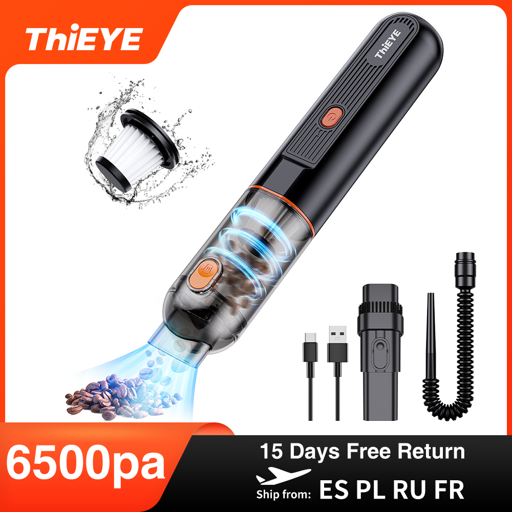 ThiEYE Aspirador de coche inalámbrico 6500pa Aspirador de coche potente portátil aspirador y soplado 2 en 1 aspirador automático de mano inalámbrico ...