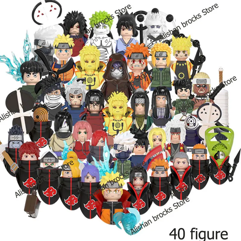Wm6105 6106 narutoe sasuke kakashi akatsuki tijolos blocos de construção anime blocos dos desenhos animados figuras ação cabeças montagem crianças brinquedos