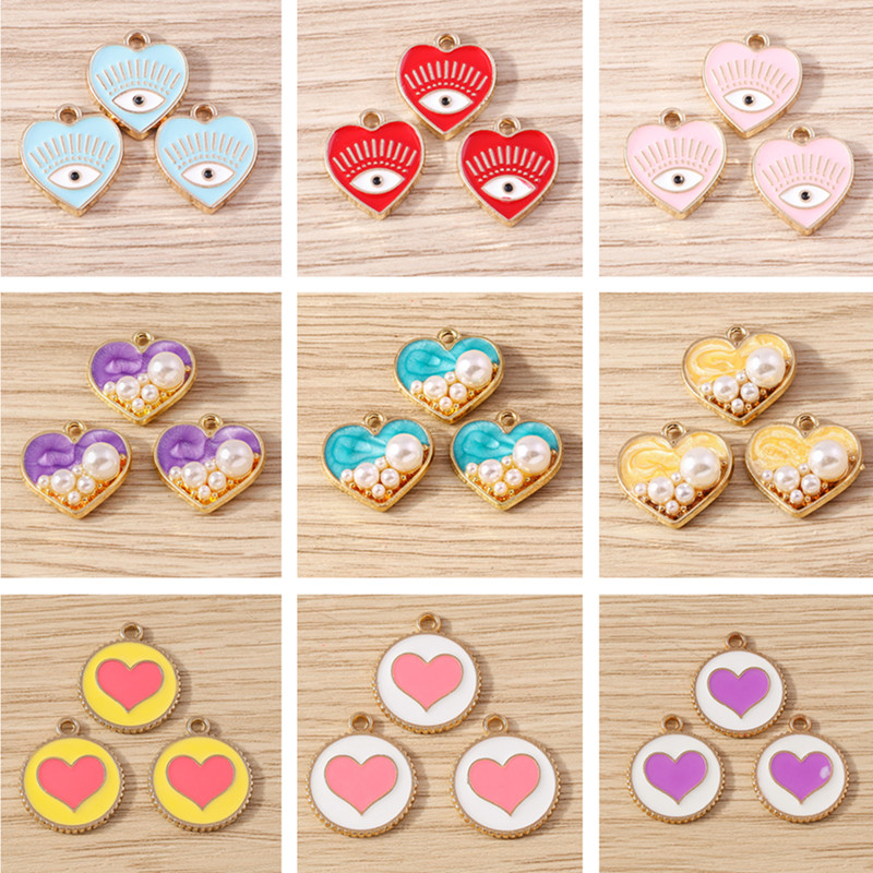 10pcs Cute Colorful Enamel Love Heart Charms Pendants for Jewelry Making Drop Earrings Necklaces Bracelet DIY Crafts Accessories