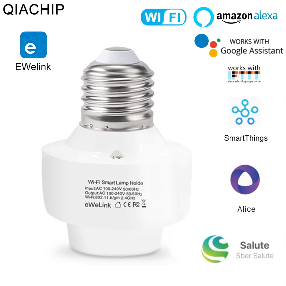 EWelink Mini E27 Wifi Lamp Holder Remote Remote Control APP  Smart Home Light Bulbs Adapter Via Alexa Google Home Voice Control