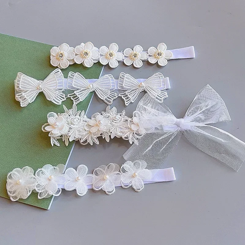 ทารกแรกเกิดแถบคาดศีรษะลูกไม้เจ้าหญิงแถบคาดศีรษะลูกไม้สีขาวเกาหลีฤดูใบไม้ผลิและฤดูร้อนทารก Headwear Headbands สําหรับเด็กทารก