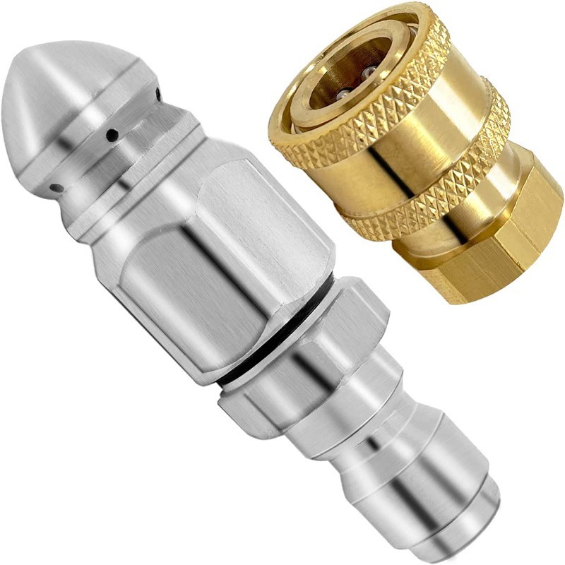 Boquilla de chorro de alcantarillado 5000PSI Mini con kit de puntas de boquilla de limpieza de drenaje de conexión rápida de 1/4 pulgadas para manguera de chorro de drenaje