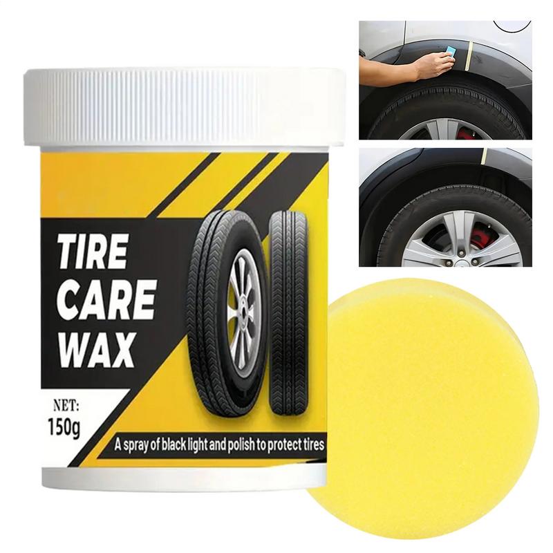 Car Tire Shine Car Tire Black Brightener Wax 150g Polishing Paste Cleaning Blackening Coating With Sponge Applicator For