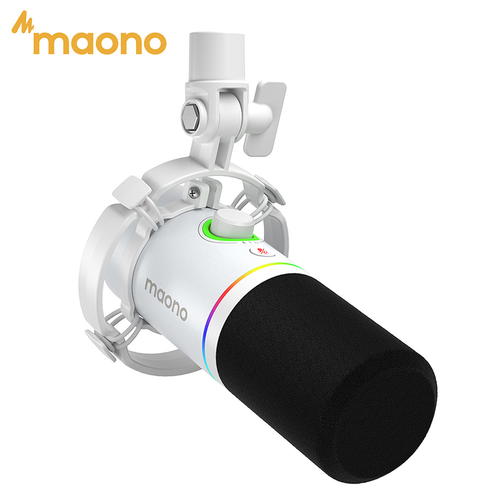 Microphone de jeu MAONO PD200X RGB, microphone dynamique, microphone double mode USB/XLR, micro pour podcast, microphone RGB XLR/USB pour jeux et podcasts