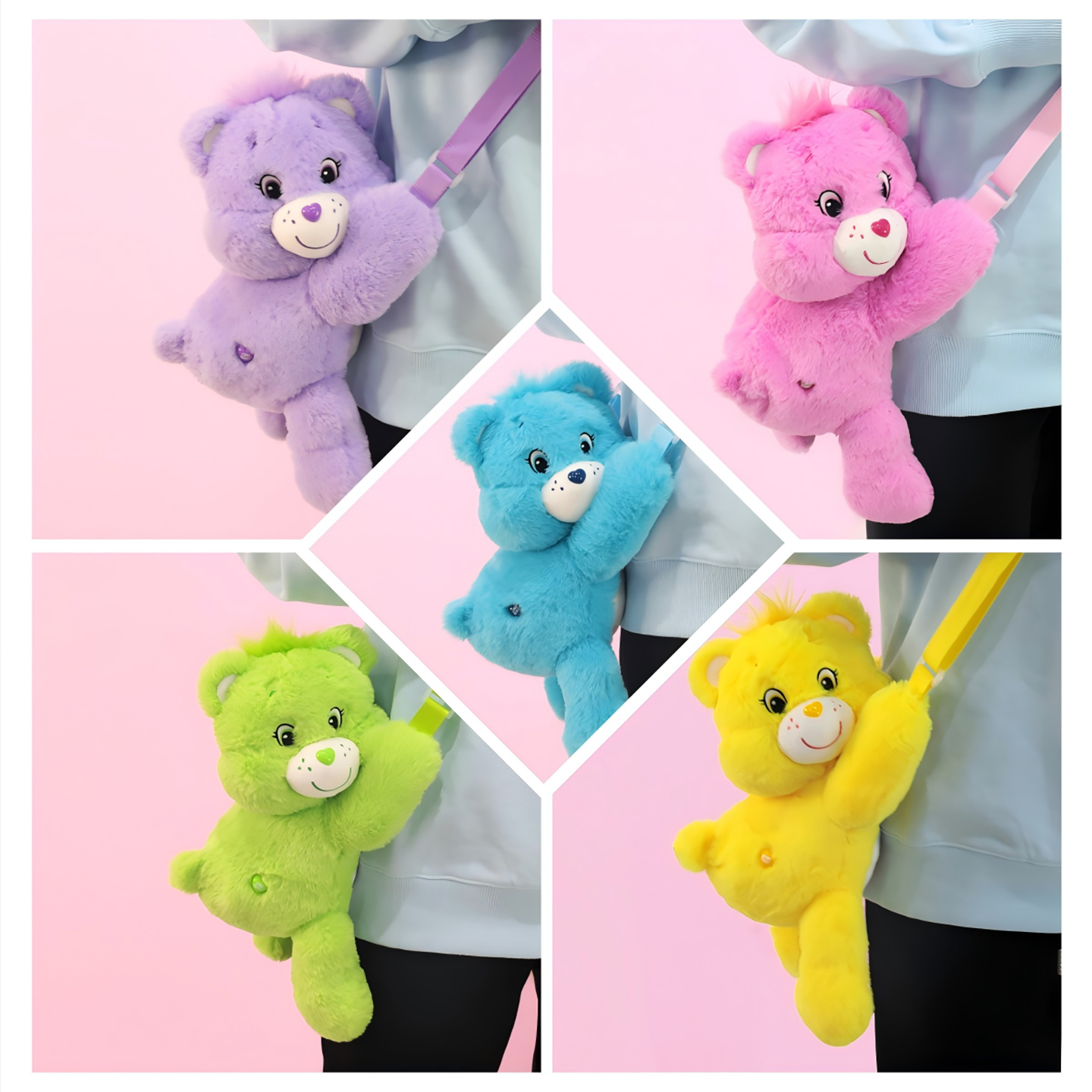 Tas Selempang Boneka Lucu Care Bears, Ransel Boneka Kartun, Tas Penyimpanan Lembut, Tas Bahu Kawaii untuk Anak Perempuan, Hadiah Liburan