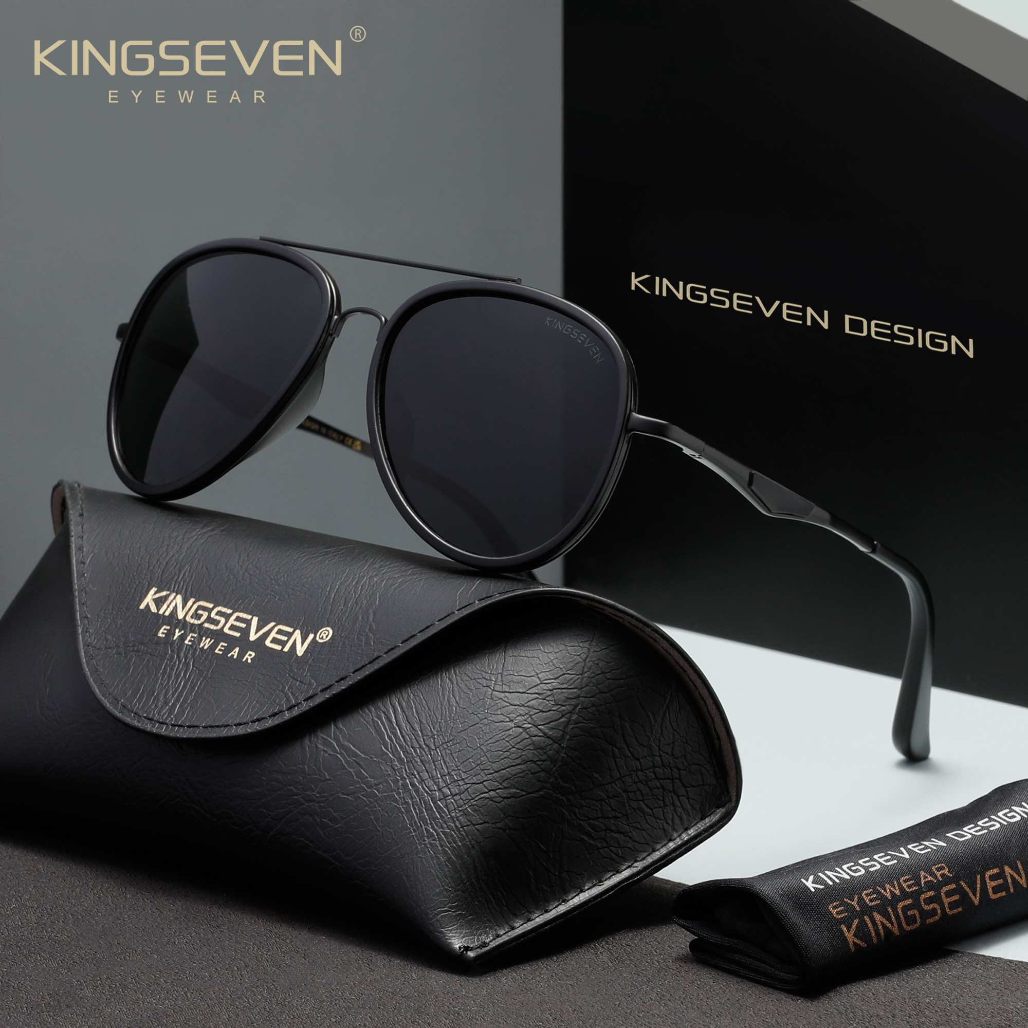 Классические мужские солнцезащитные очки KINGSEVEN, поляризационные мужские солнцезащитные очки в стиле пилот, модные, подходящие для вождения, Oculos