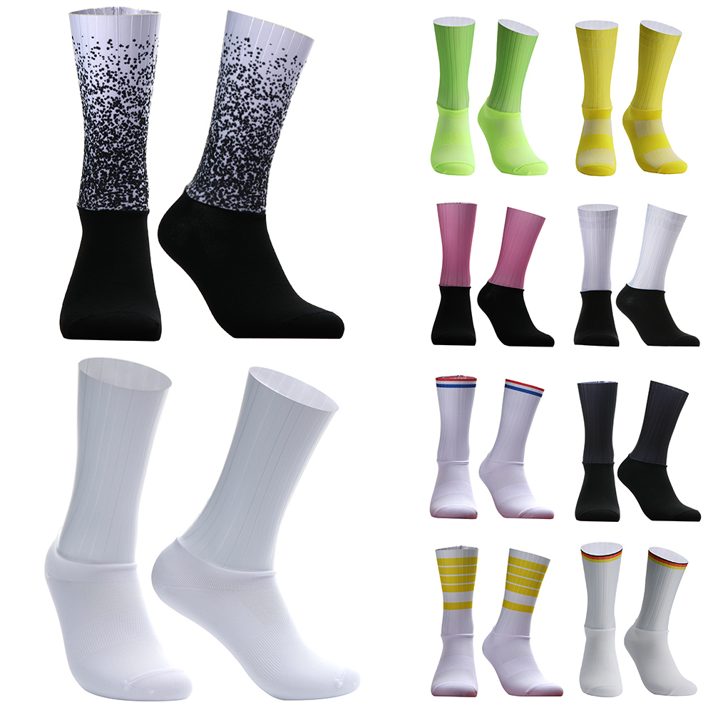 Slip 2025 New Whiteline Aero Cycling Socks Summer Anti Socks Men Silicone Bicycle Sport Running Bike Socks Calcetines Ciclismo