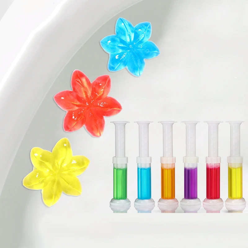 1PC ทําความสะอาดห้องน้ําเจลดอกไม้สดห้องน้ําเจลแสตมป์หยุดมะนาวและคราบ Air Freshening กลิ่น Deodorizing Clean